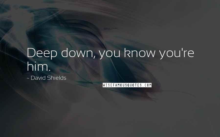 David Shields Quotes: Deep down, you know you're him.