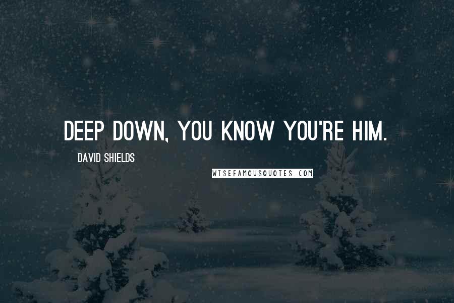 David Shields Quotes: Deep down, you know you're him.