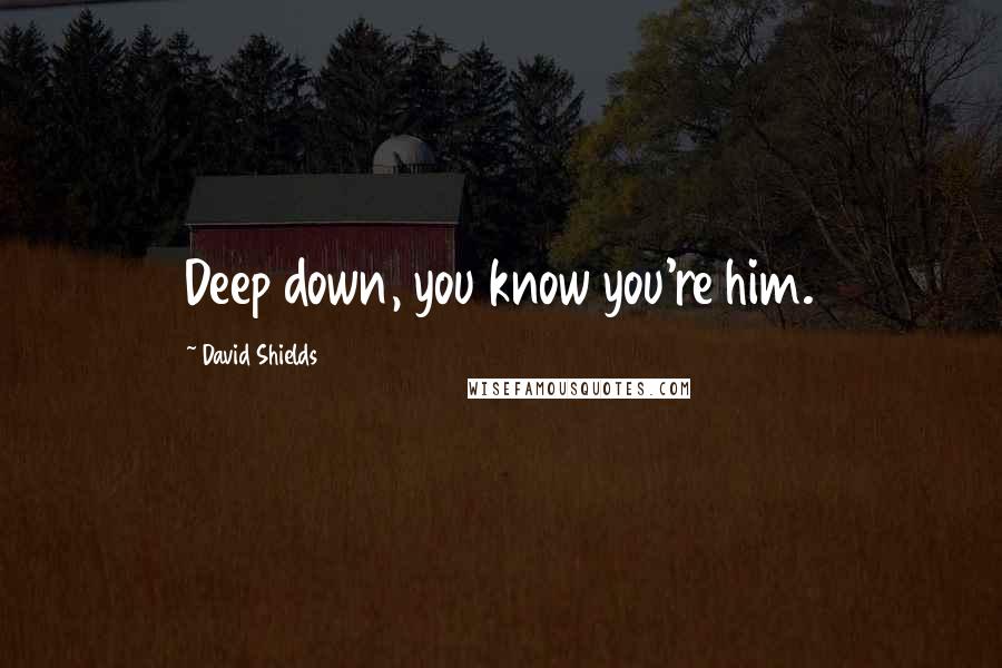 David Shields Quotes: Deep down, you know you're him.