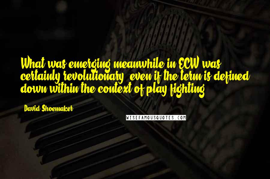 David Shoemaker Quotes: What was emerging meanwhile in ECW was certainly revolutionary, even if the term is defined down within the context of play fighting.