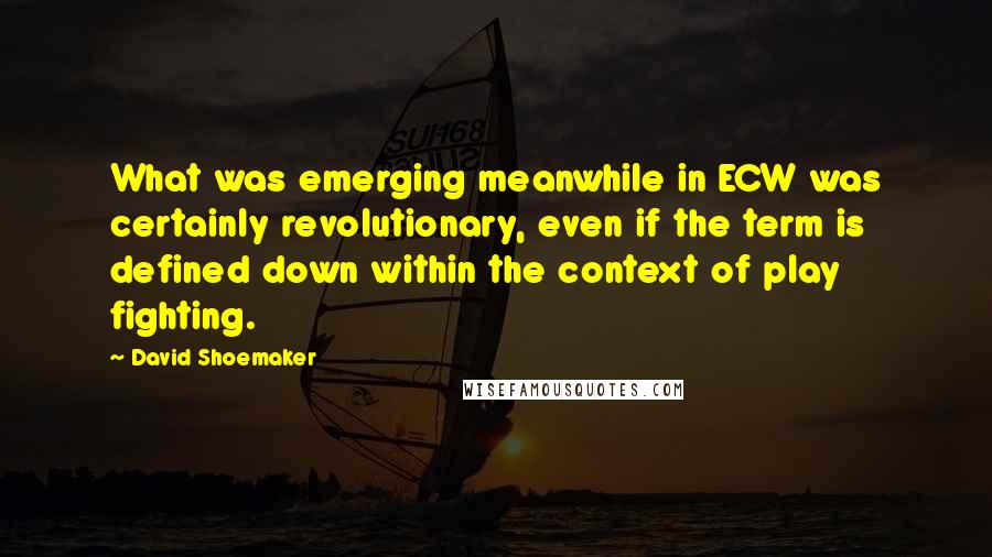 David Shoemaker Quotes: What was emerging meanwhile in ECW was certainly revolutionary, even if the term is defined down within the context of play fighting.