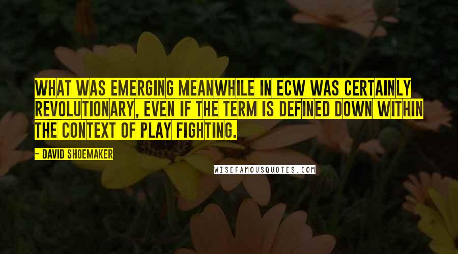 David Shoemaker Quotes: What was emerging meanwhile in ECW was certainly revolutionary, even if the term is defined down within the context of play fighting.