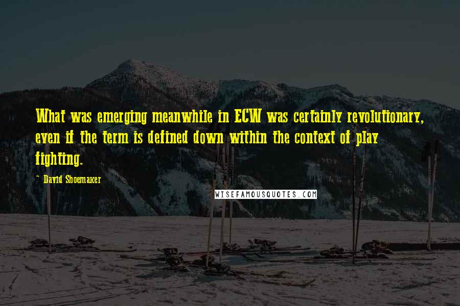 David Shoemaker Quotes: What was emerging meanwhile in ECW was certainly revolutionary, even if the term is defined down within the context of play fighting.