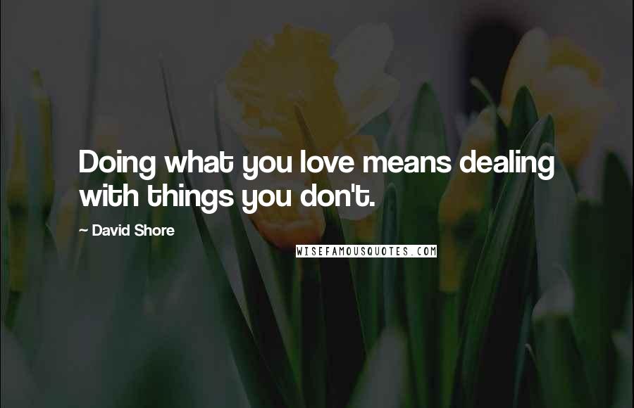 David Shore Quotes: Doing what you love means dealing with things you don't.