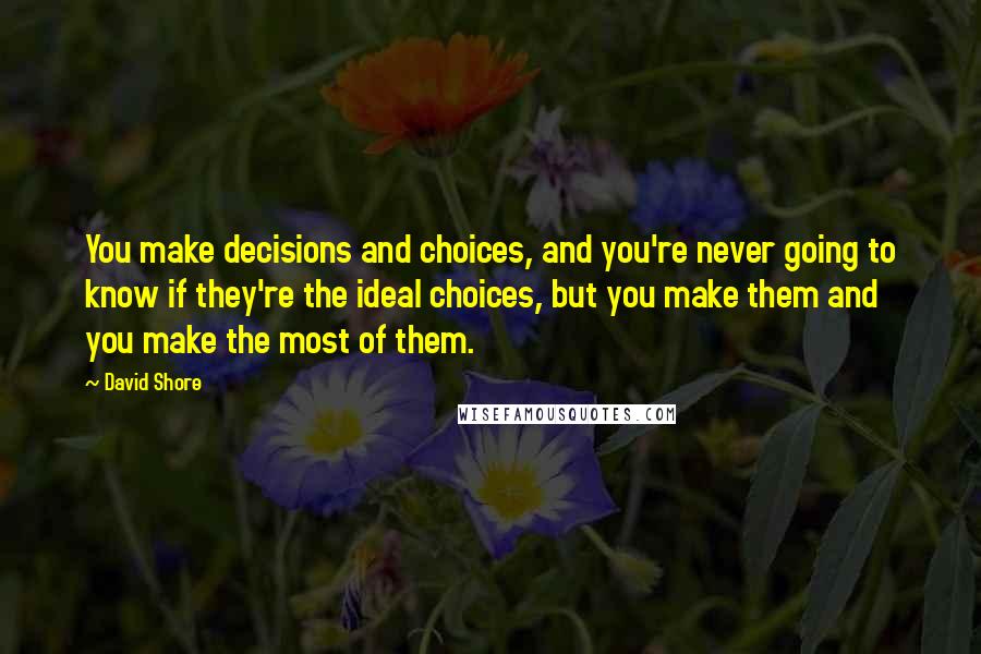 David Shore Quotes: You make decisions and choices, and you're never going to know if they're the ideal choices, but you make them and you make the most of them.