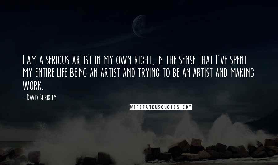 David Shrigley Quotes: I am a serious artist in my own right, in the sense that I've spent my entire life being an artist and trying to be an artist and making work.