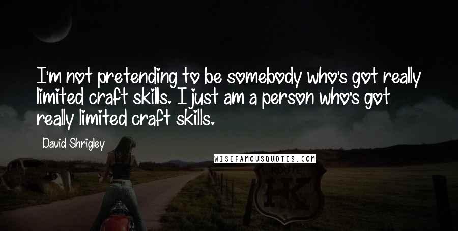 David Shrigley Quotes: I'm not pretending to be somebody who's got really limited craft skills. I just am a person who's got really limited craft skills.