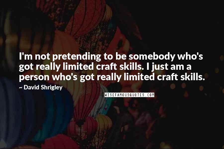 David Shrigley Quotes: I'm not pretending to be somebody who's got really limited craft skills. I just am a person who's got really limited craft skills.