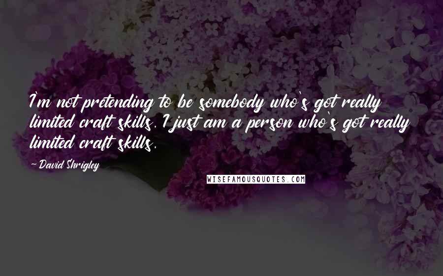 David Shrigley Quotes: I'm not pretending to be somebody who's got really limited craft skills. I just am a person who's got really limited craft skills.