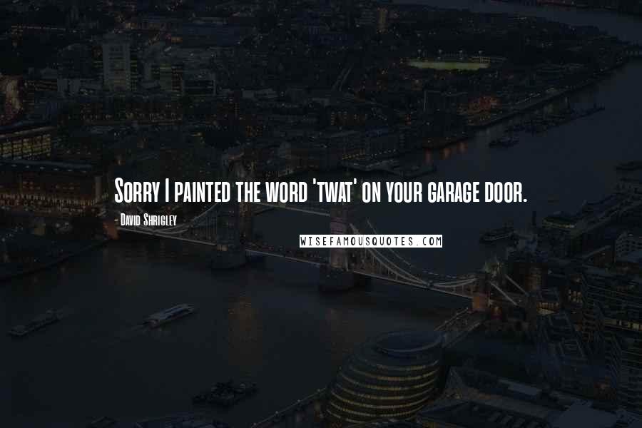 David Shrigley Quotes: Sorry I painted the word 'twat' on your garage door.
