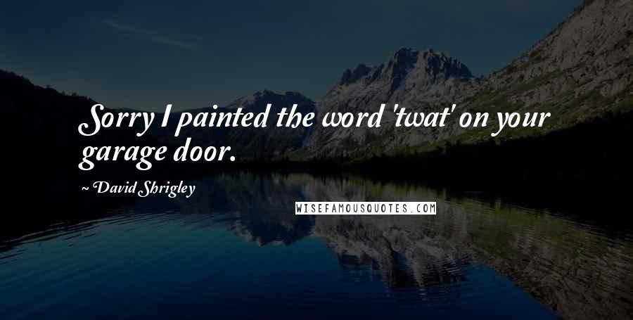 David Shrigley Quotes: Sorry I painted the word 'twat' on your garage door.