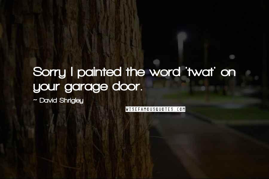 David Shrigley Quotes: Sorry I painted the word 'twat' on your garage door.