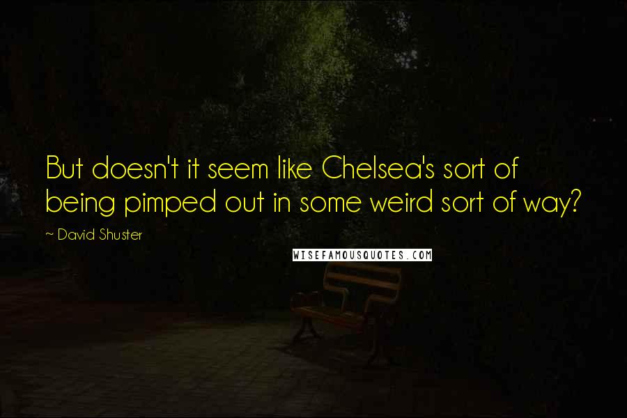 David Shuster Quotes: But doesn't it seem like Chelsea's sort of being pimped out in some weird sort of way?