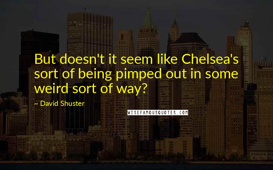 David Shuster Quotes: But doesn't it seem like Chelsea's sort of being pimped out in some weird sort of way?