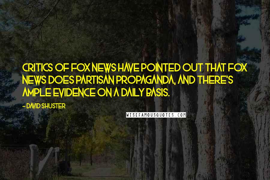 David Shuster Quotes: Critics of Fox News have pointed out that Fox News does partisan propaganda, and there's ample evidence on a daily basis.