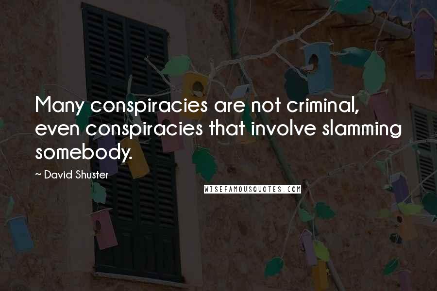 David Shuster Quotes: Many conspiracies are not criminal, even conspiracies that involve slamming somebody.