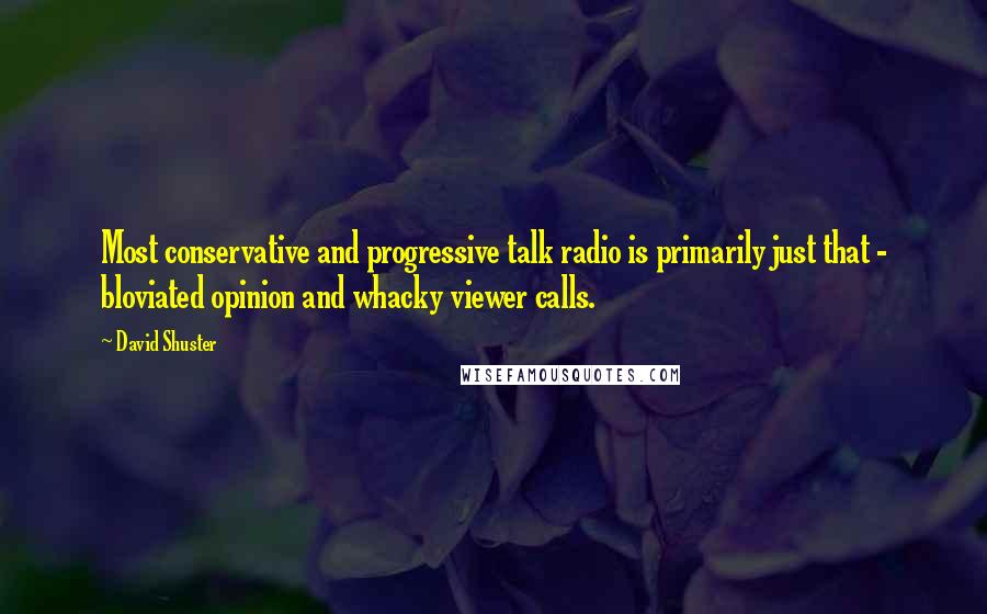David Shuster Quotes: Most conservative and progressive talk radio is primarily just that - bloviated opinion and whacky viewer calls.