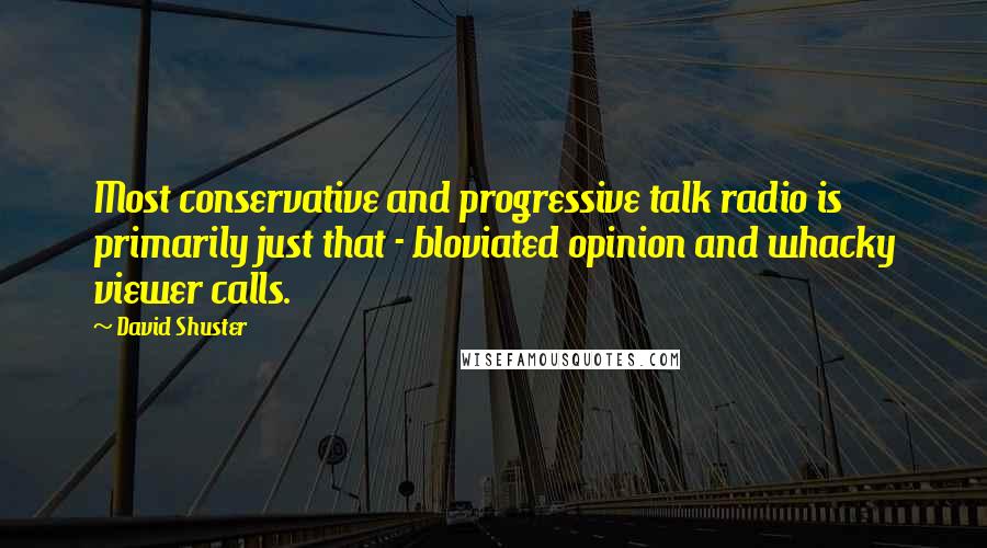 David Shuster Quotes: Most conservative and progressive talk radio is primarily just that - bloviated opinion and whacky viewer calls.