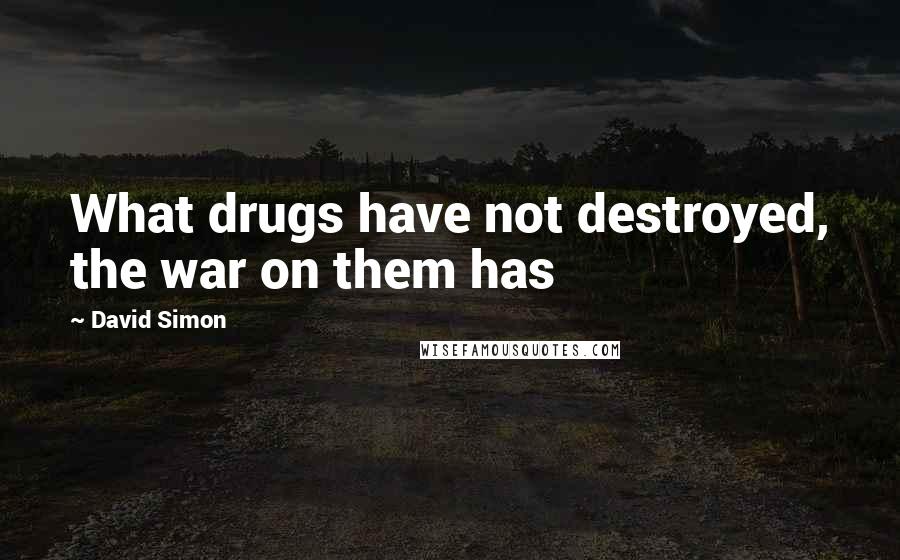 David Simon Quotes: What drugs have not destroyed, the war on them has