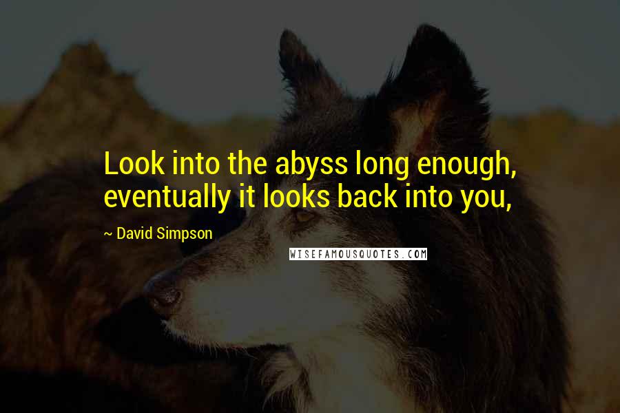 David Simpson Quotes: Look into the abyss long enough, eventually it looks back into you,