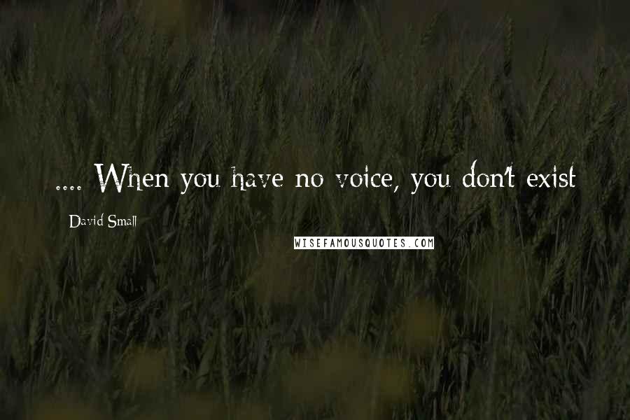 David Small Quotes: .... When you have no voice, you don't exist