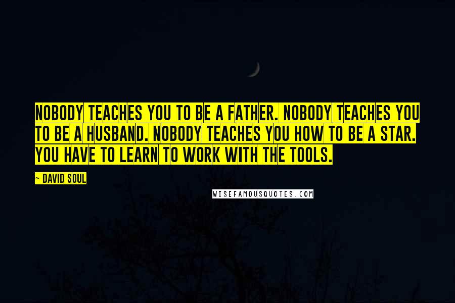 David Soul Quotes: Nobody teaches you to be a father. Nobody teaches you to be a husband. Nobody teaches you how to be a star. You have to learn to work with the tools.