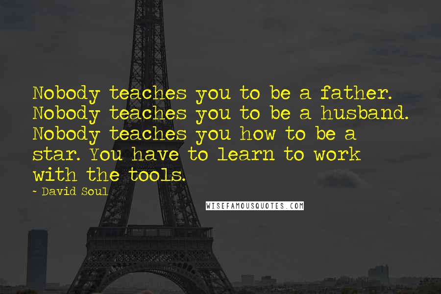 David Soul Quotes: Nobody teaches you to be a father. Nobody teaches you to be a husband. Nobody teaches you how to be a star. You have to learn to work with the tools.