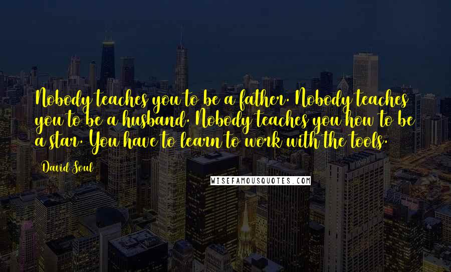David Soul Quotes: Nobody teaches you to be a father. Nobody teaches you to be a husband. Nobody teaches you how to be a star. You have to learn to work with the tools.