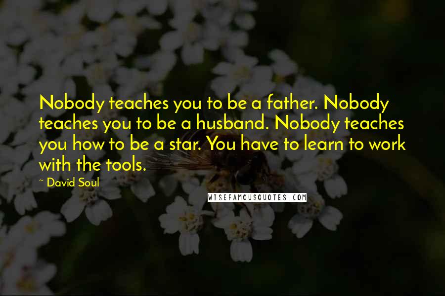 David Soul Quotes: Nobody teaches you to be a father. Nobody teaches you to be a husband. Nobody teaches you how to be a star. You have to learn to work with the tools.