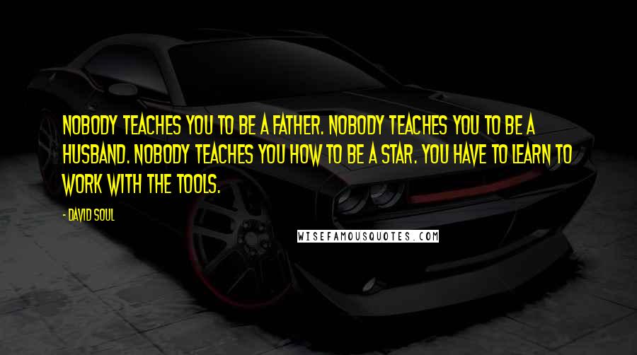 David Soul Quotes: Nobody teaches you to be a father. Nobody teaches you to be a husband. Nobody teaches you how to be a star. You have to learn to work with the tools.