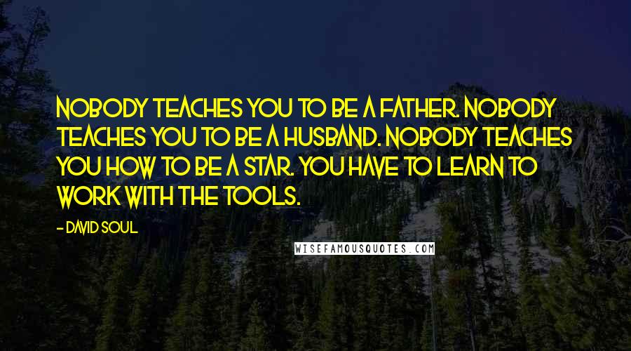 David Soul Quotes: Nobody teaches you to be a father. Nobody teaches you to be a husband. Nobody teaches you how to be a star. You have to learn to work with the tools.