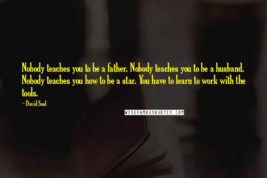 David Soul Quotes: Nobody teaches you to be a father. Nobody teaches you to be a husband. Nobody teaches you how to be a star. You have to learn to work with the tools.