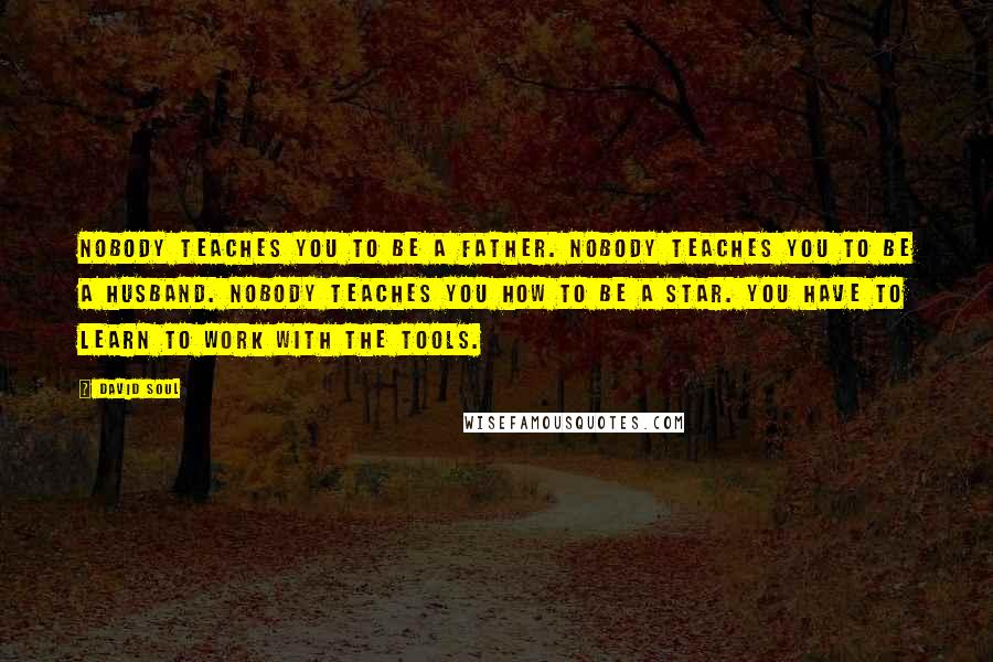 David Soul Quotes: Nobody teaches you to be a father. Nobody teaches you to be a husband. Nobody teaches you how to be a star. You have to learn to work with the tools.