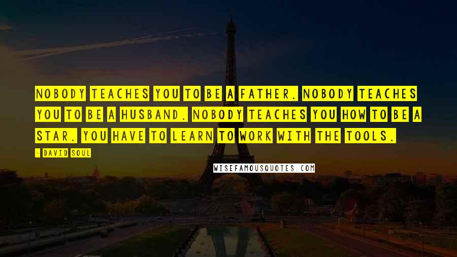 David Soul Quotes: Nobody teaches you to be a father. Nobody teaches you to be a husband. Nobody teaches you how to be a star. You have to learn to work with the tools.