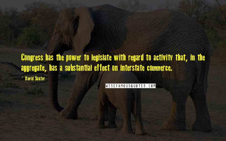 David Souter Quotes: Congress has the power to legislate with regard to activity that, in the aggregate, has a substantial effect on interstate commerce.