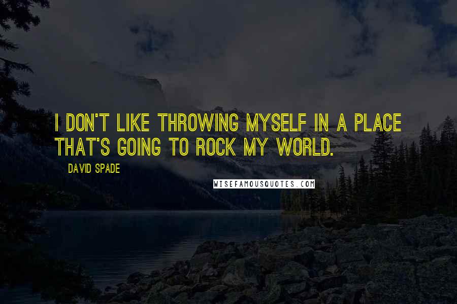 David Spade Quotes: I don't like throwing myself in a place that's going to rock my world.