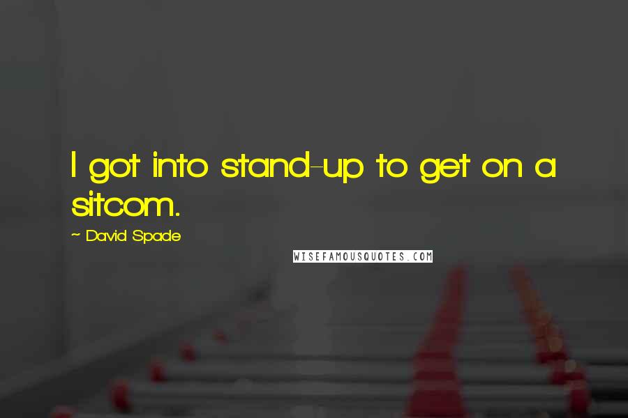 David Spade Quotes: I got into stand-up to get on a sitcom.