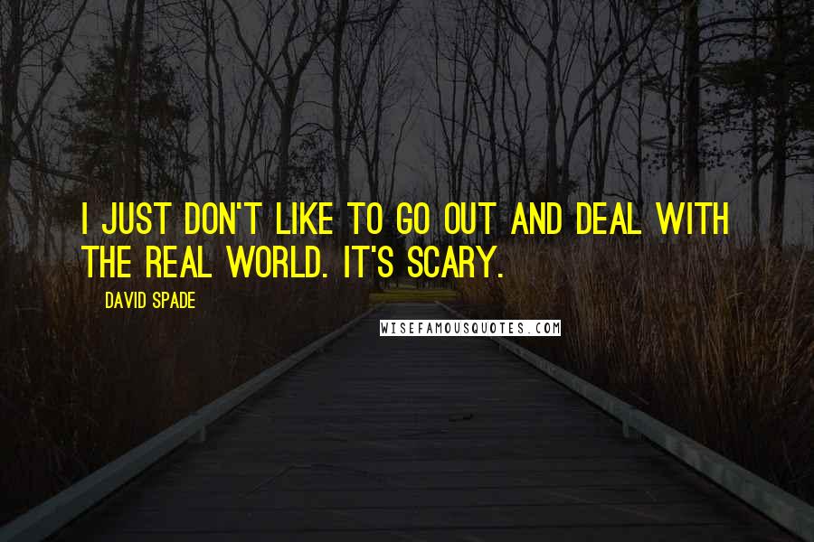 David Spade Quotes: I just don't like to go out and deal with the real world. It's scary.