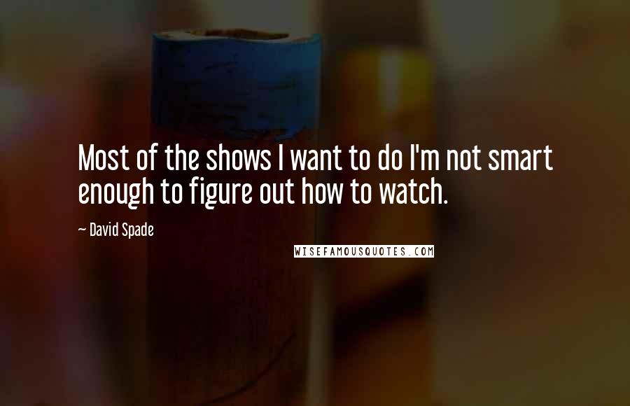 David Spade Quotes: Most of the shows I want to do I'm not smart enough to figure out how to watch.