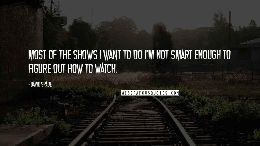 David Spade Quotes: Most of the shows I want to do I'm not smart enough to figure out how to watch.