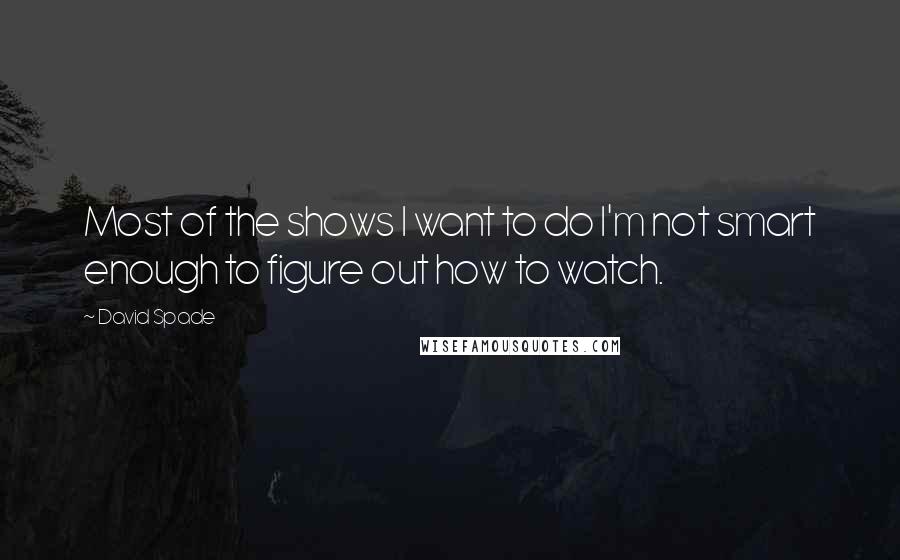 David Spade Quotes: Most of the shows I want to do I'm not smart enough to figure out how to watch.