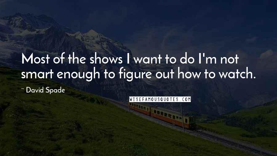 David Spade Quotes: Most of the shows I want to do I'm not smart enough to figure out how to watch.