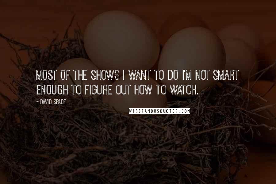 David Spade Quotes: Most of the shows I want to do I'm not smart enough to figure out how to watch.