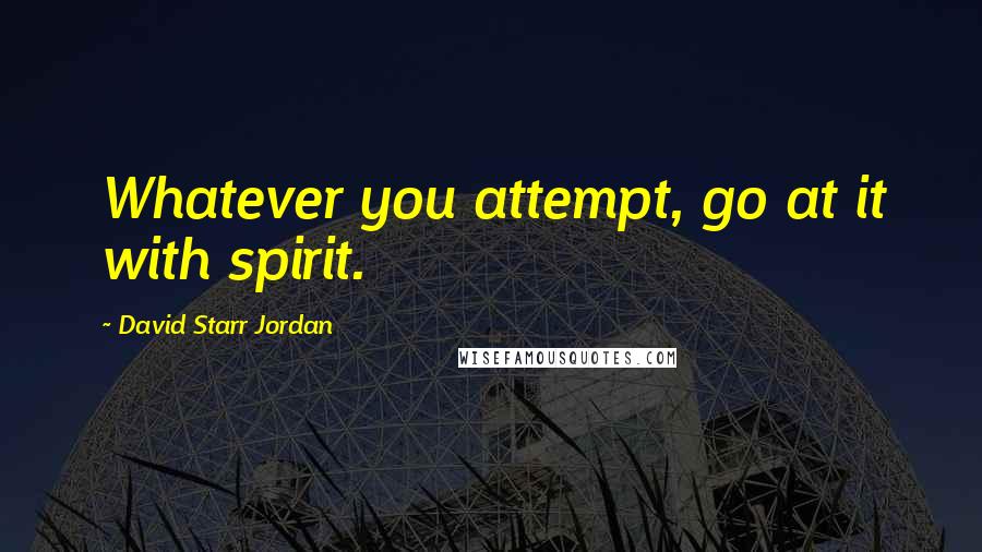 David Starr Jordan Quotes: Whatever you attempt, go at it with spirit.