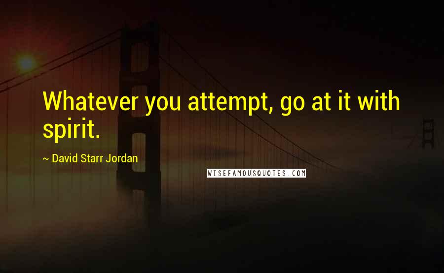 David Starr Jordan Quotes: Whatever you attempt, go at it with spirit.