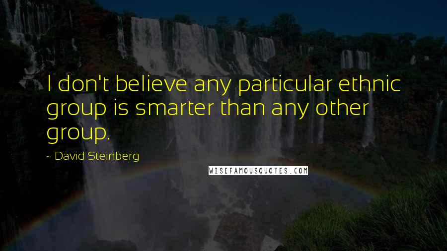 David Steinberg Quotes: I don't believe any particular ethnic group is smarter than any other group.