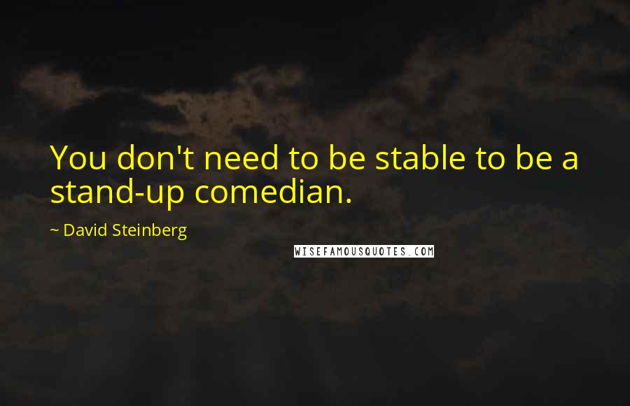 David Steinberg Quotes: You don't need to be stable to be a stand-up comedian.