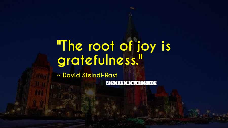 David Steindl-Rast Quotes: "The root of joy is gratefulness."