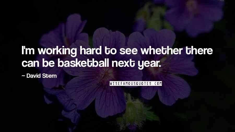 David Stern Quotes: I'm working hard to see whether there can be basketball next year.