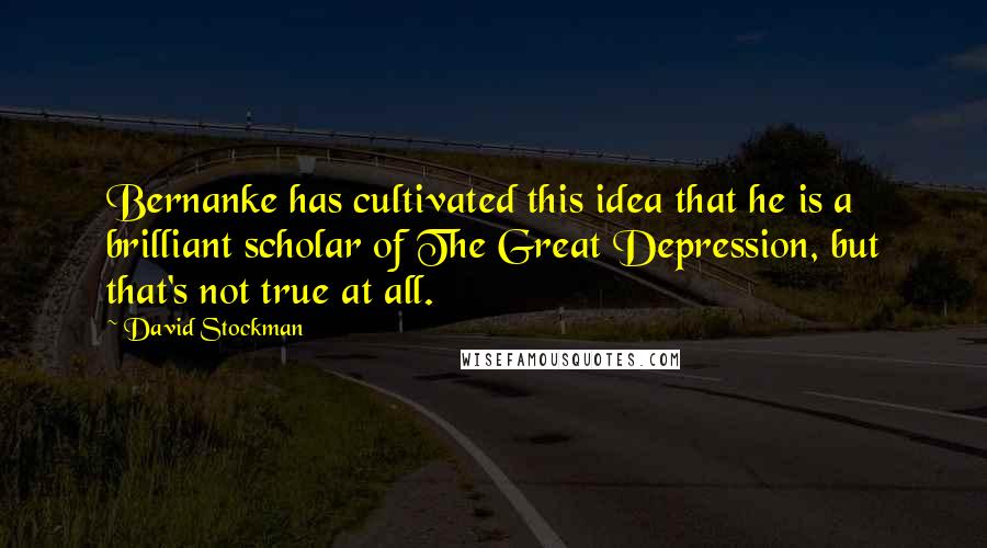 David Stockman Quotes: Bernanke has cultivated this idea that he is a brilliant scholar of The Great Depression, but that's not true at all.